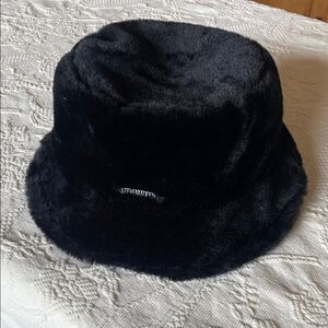 Steve Madden Black Fur Bucket Hat